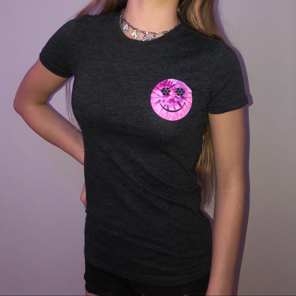 Purple Smile Face Graphic T-Shirt